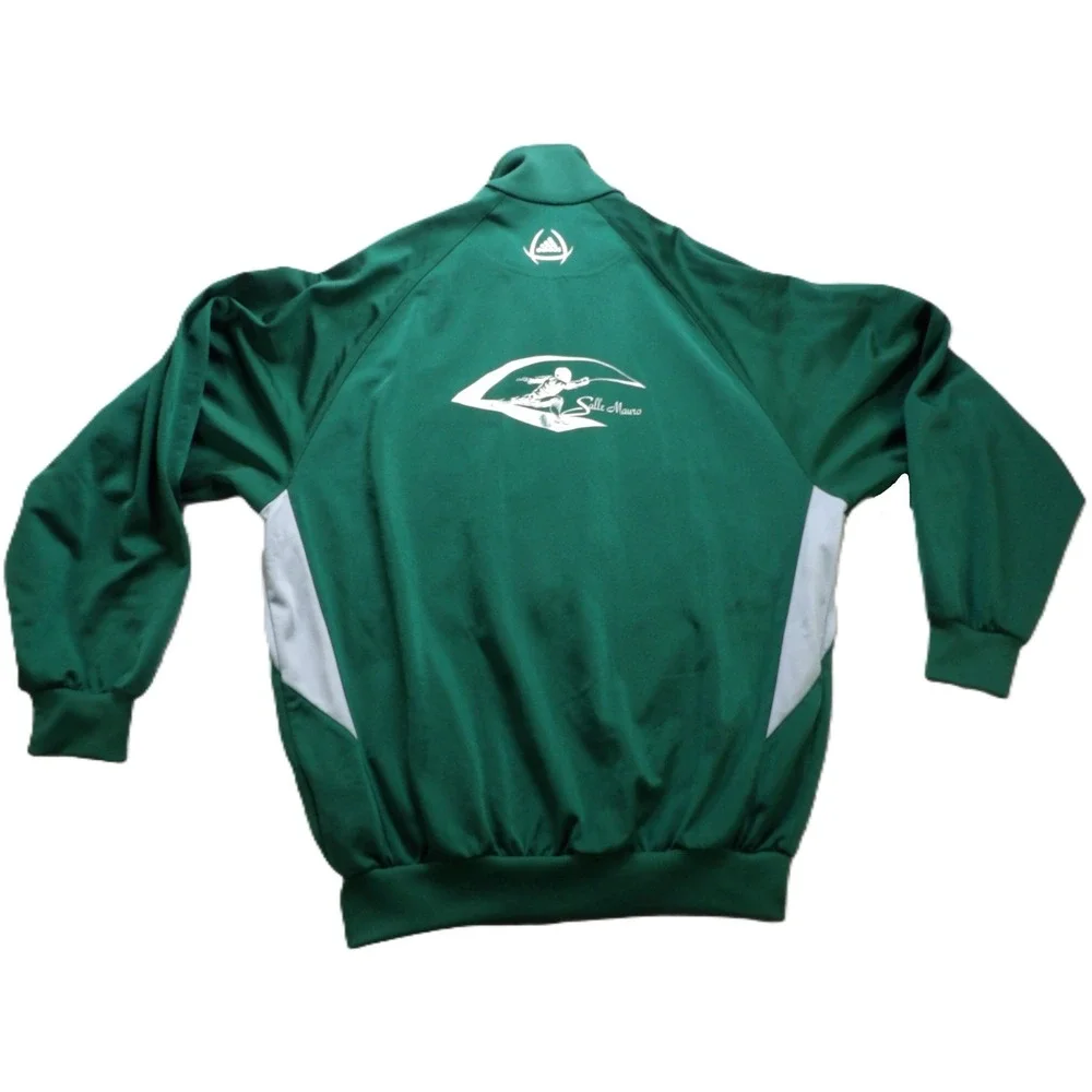 VTG Adidas Track Jacket Men Small Green Y2K Fencing Team Player Issued Full Zip